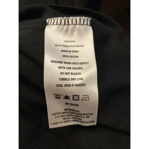 Hathaway Men's Size XL Ribbed Knit 3 Snap‎ 1/4 Button Closure Sweater Black New‌ - Picture 6 of 8